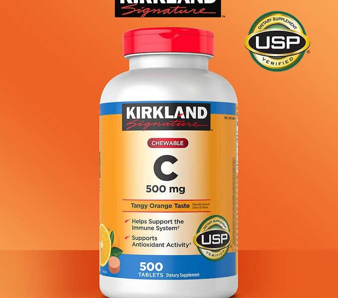 Viên Nhai Vitamin C 500mg Kirkland (500 viên) – Tăng cường hệ thống miễn dịch – giá 460K