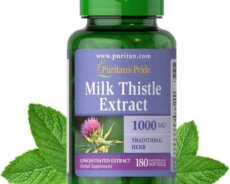Milk Thistle Extract Puritan’s Pride 1000mg 180 viên của Mỹ – Hỗ trợ chức năng gan, bảo vệ gan – 600K