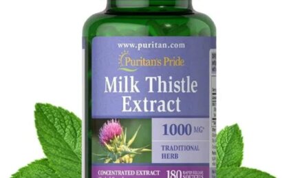 Milk Thistle Extract Puritan’s Pride 1000mg 180 viên của Mỹ – Hỗ trợ chức năng gan, bảo vệ gan – 600K